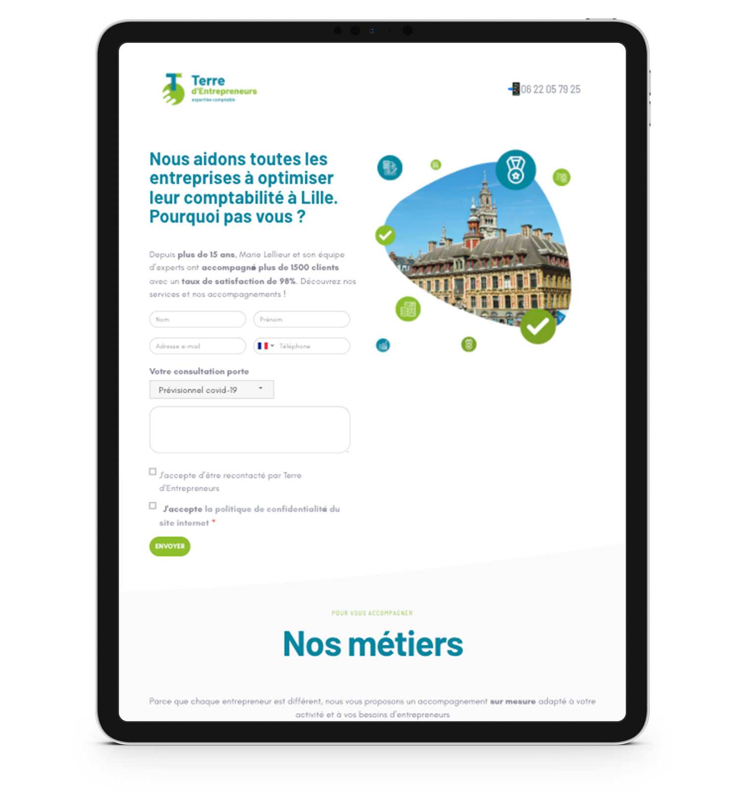 Landing page de terre d'entrepreneurs