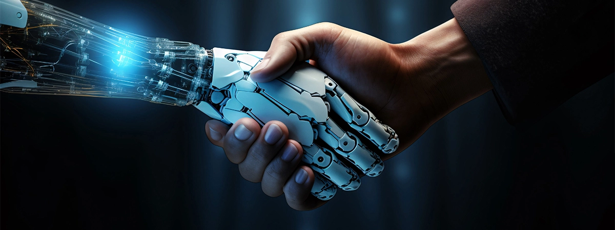 poignée de main robot et humain